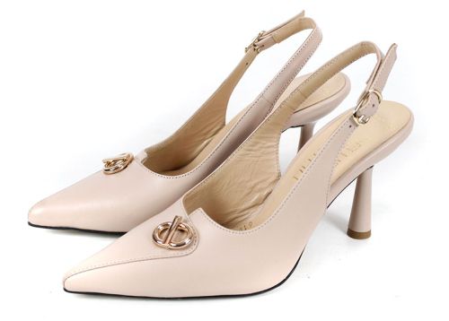 Sienna Flow – sandale elegante damă din piele naturală culoare nude cu vârf închis