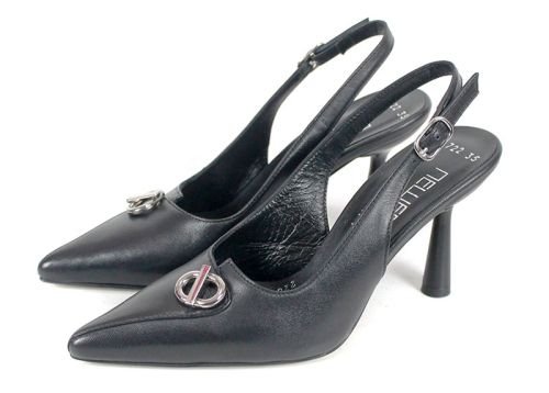 Sienna Flow – sandale elegante damă din piele naturală neagră cu vârf închis