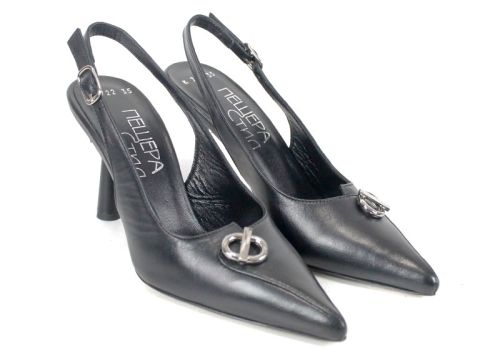 Sienna Flow – sandale elegante damă din piele naturală neagră cu vârf închis