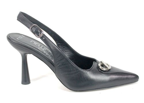 Sienna Flow – sandale elegante damă din piele naturală neagră cu vârf închis