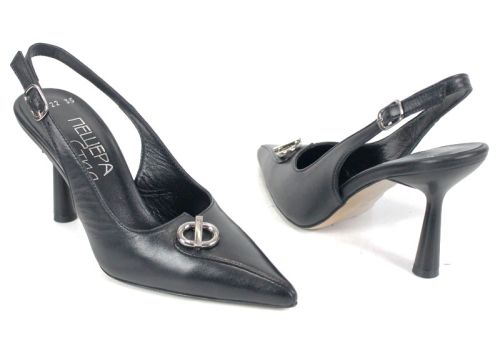 sandale elegante dama piele naturala Sienna Flow negre