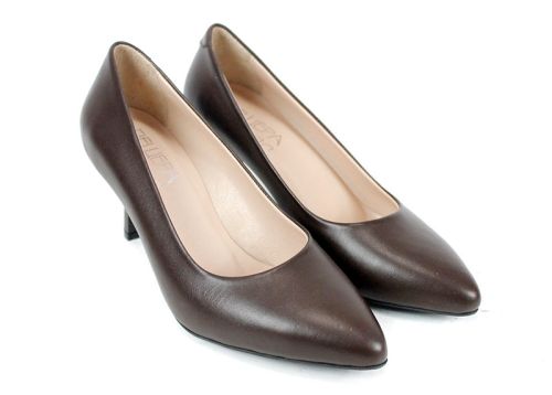 Pantofi stiletto damă Orlena Vivo din piele naturală maro închis