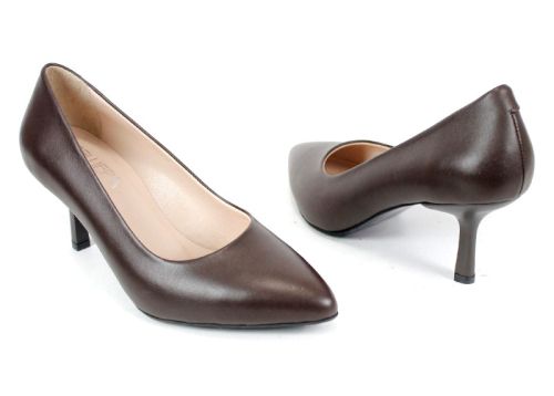 Pantofi stiletto damă Orlena Vivo din piele naturală maro închis