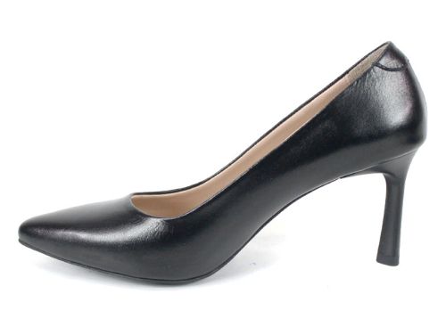 Pantofi stiletto damă Marena Lumo piele naturală negri toc 8 cm