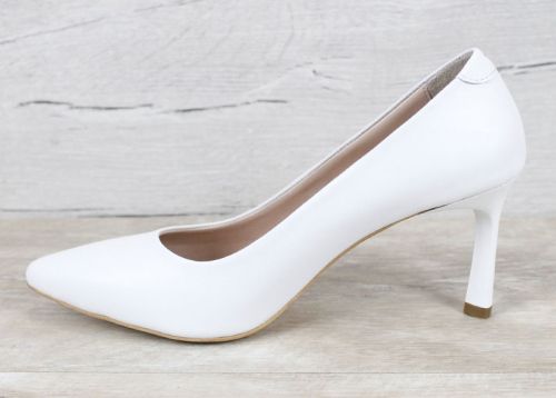 Marena Lumo – pantofi stiletto damă din piele naturală albi cu toc 8 cm