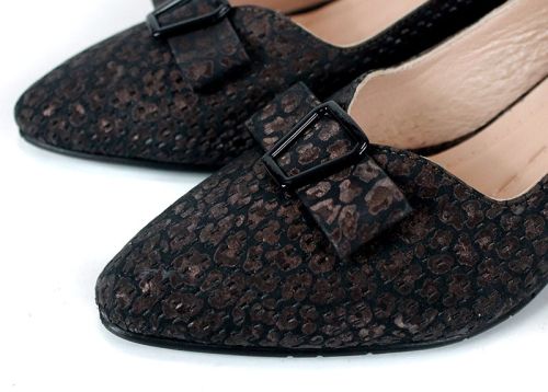 Serena Vento – pantofi damă din piele naturală cu imprimeu animal și toc stabil