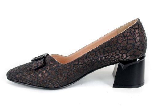 Serena Vento – pantofi damă din piele naturală cu imprimeu animal și toc stabil