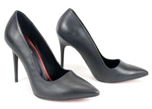 Celina Porto – Pantofi stiletto dama din piele naturală negri mat