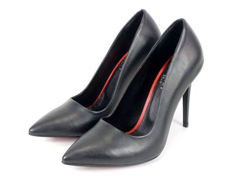 Celina Porto – Pantofi stiletto dama din piele naturală negri mat