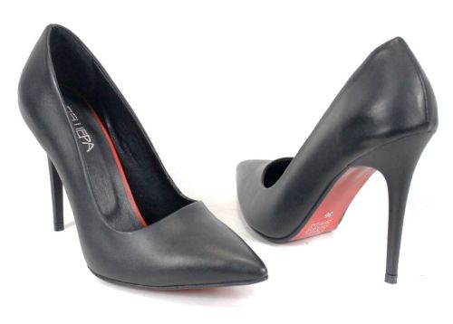 Celina Porto – Pantofi stiletto dama din piele naturală negri mat