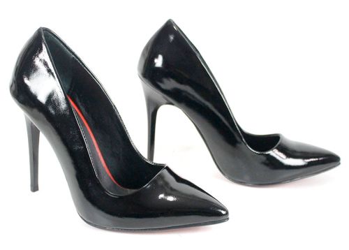 Celina Porto – Pantofi stiletto dama din piele naturală lacuită negri