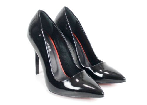 Celina Porto – Pantofi stiletto dama din piele naturală lacuită negri