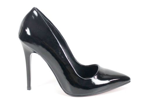 Celina Porto – Pantofi stiletto dama din piele naturală lacuită negri