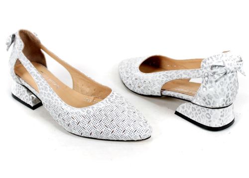 Aria Flow – pantofi damă albi din piele naturală perforată cu decupaje laterale
