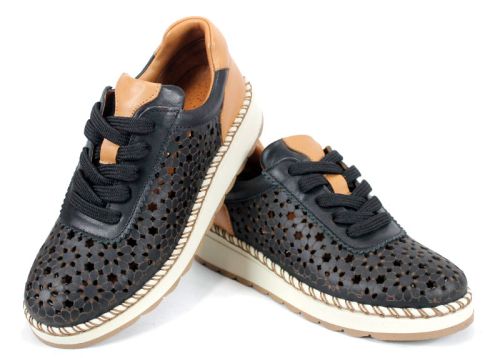Bellora Vita – pantofi damă din piele naturală perforată, negri