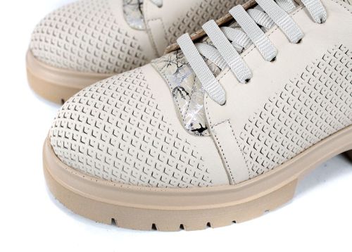 pantofi dama bej perforati piele naturala talpa groasa Virella Arte