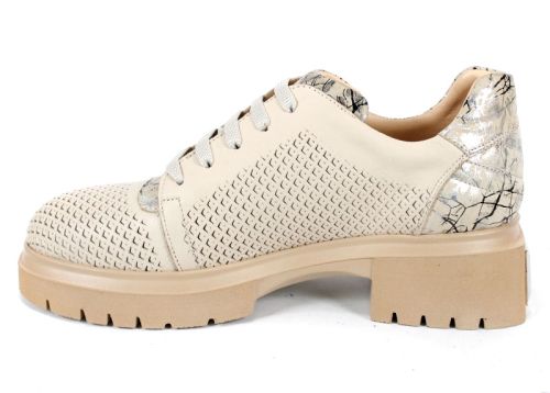 Virella Arte – pantofi damă din piele naturală perforată, bej