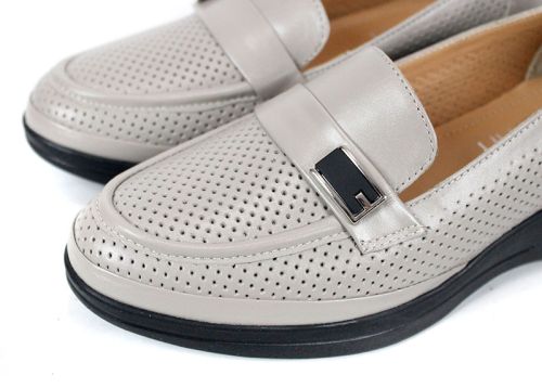 Eloria Form – pantofi dama din piele naturala perforata in nuanta vizon