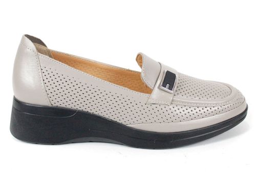 Eloria Form – pantofi dama din piele naturala perforata in nuanta vizon