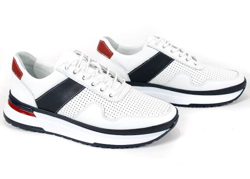 pantofi barbati albi piele naturala Porto Vento