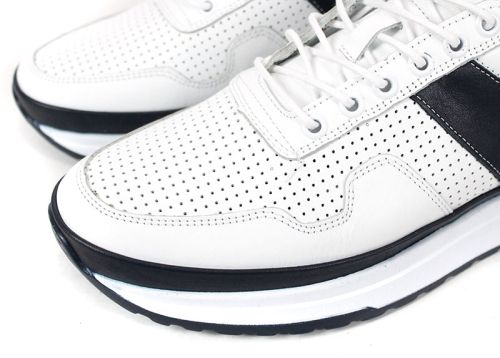 Porto Vento – pantofi sport-casual barbati din piele naturala alba perforata