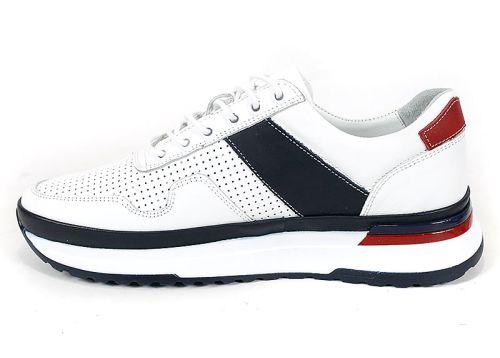 Porto Vento – pantofi sport-casual barbati din piele naturala alba perforata