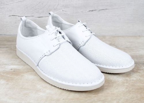 Vento Forma – pantofi de vara barbati din piele naturala alba perforata