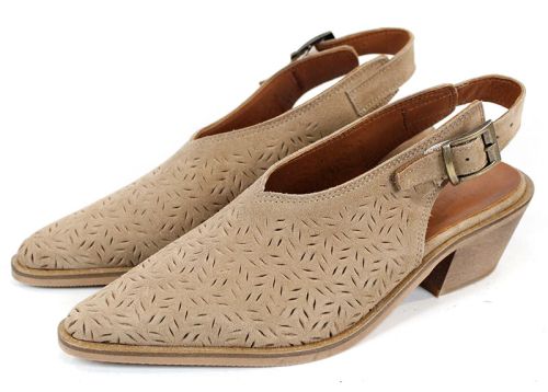 Sabot damă Aura Clara culoare scorțișoară – piele velur natural și stil cowboy modern