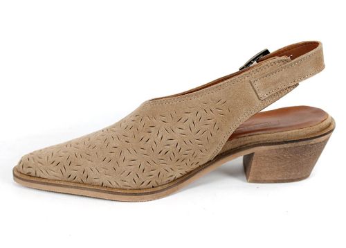 Sabot damă Aura Clara culoare scorțișoară – piele velur natural și stil cowboy modern