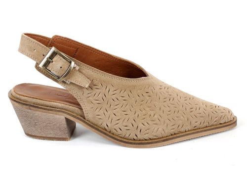Sabot damă Aura Clara culoare scorțișoară – piele velur natural și stil cowboy modern
