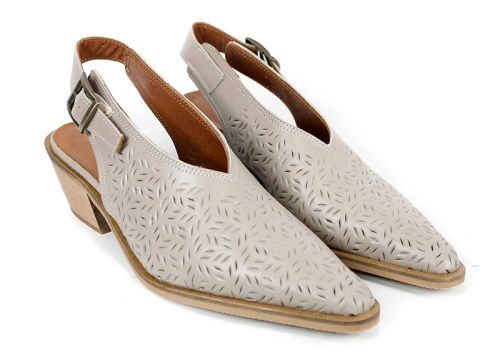 Sabot dama Aura Clara – stil western reinterpretat din piele naturală, culoare bej taupe