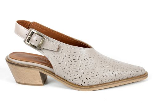 Sabot dama Aura Clara – stil western reinterpretat din piele naturală, culoare bej taupe