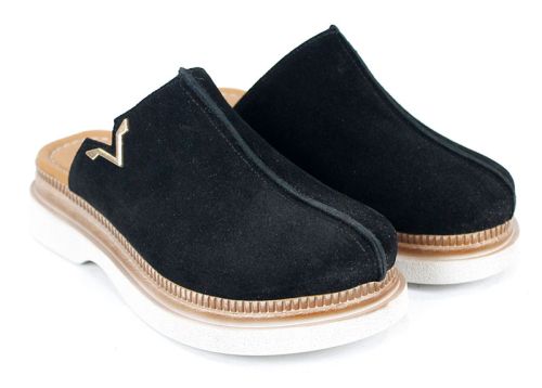 saboti dama velur negru comozi Velvet Step