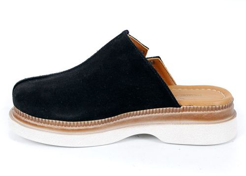 Sabot dama Velvet Step – velur natural, culoare negru clasic
