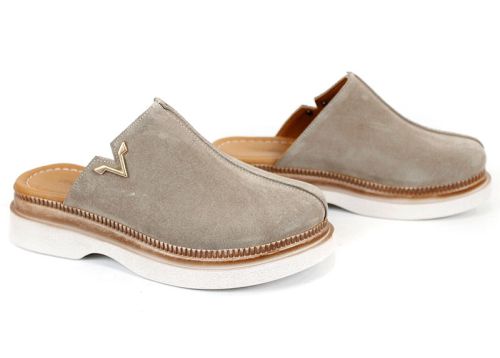 Sabot Velvet Step – velur natural, nuanță vizon elegant