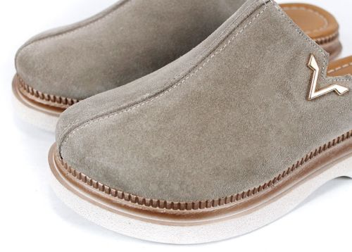 Sabot Velvet Step – velur natural, nuanță vizon elegant