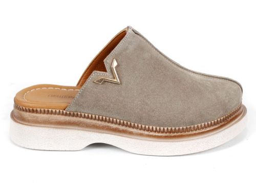 Sabot Velvet Step – velur natural, nuanță vizon elegant