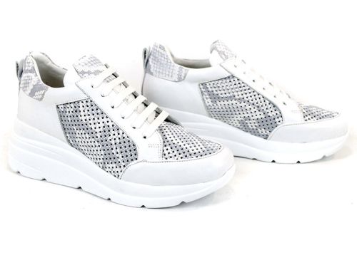 pantofi dama Modern Allure alb gri perforati