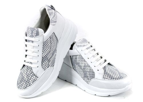 Pantofi Modern Allure – design aerisit alb cu accente gri