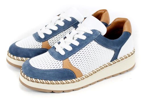 Pantofi Mirela Vento – stil lejer alb cu albastru