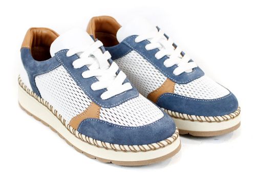 Pantofi Mirela Vento – stil lejer alb cu albastru