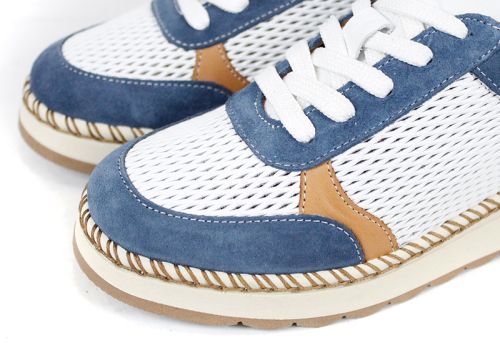 Pantofi Mirela Vento – stil lejer alb cu albastru