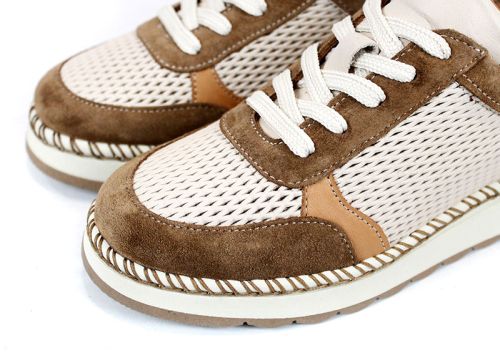 pantofi dama Mirela Vento bej maro deschis perforati