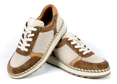 pantofi dama Mirela Vento bej maro deschis perforati