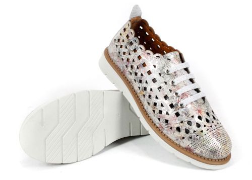 Pantofi de vara moi de dama din piele naturala de culoare gri deschis - Model Agora.