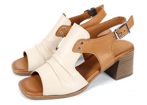 Belle Allure – sandale damă din piele naturală în bej și tabac