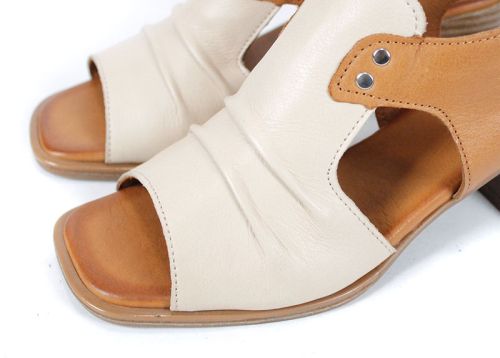 Belle Allure – sandale damă din piele naturală în bej și tabac