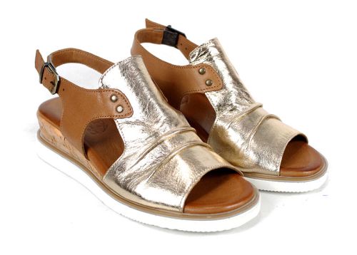 Luna Suave – sandale damă din piele naturală în auriu și tabac