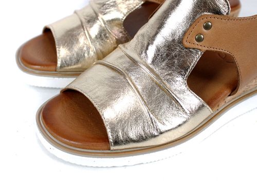 Luna Suave – sandale damă din piele naturală în auriu și tabac