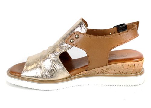 Luna Suave – sandale damă din piele naturală în auriu și tabac